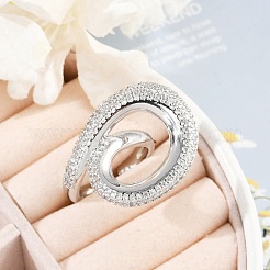 Brass Micro Pave Clear Cubic Zirconia Cuff Rings for Women Men&nbsp;RJEW-Z080-04P