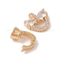 Golden Brass Micro Pave Cubic Zirconia Fold Over Clasps&nbsp;KK-B100-037G