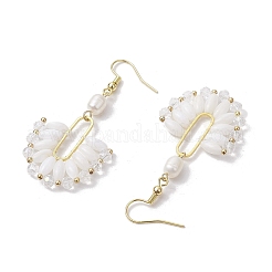 Brass Natural Cultured Freshwater Pearl Dangle Earrings&nbsp;EJEW-TA00618
