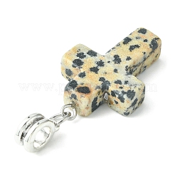 5Pcs 5 Styles Cross Mixed Gemstone Alloy European Dangle Charm&nbsp;PALLOY-JF02125