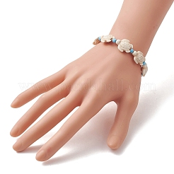 Adjustable Synthetic Turquoise Sea Turtle Beads Braided Bead Bracelets for Women&nbsp;BJEW-JB13584