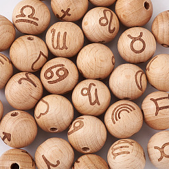 Natural Undyed Beech Beads&nbsp;WOOD-BT0001-04
