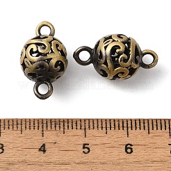 Rack Plating Hollow Brass Round Ball Lins Connector Charms&nbsp;KK-P276-04BAB