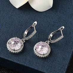 925 Sterling Silver Micro Pave Cubic Zirconia Hoop Earrings&nbsp;EJEW-B147-01B-06