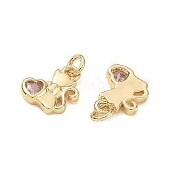 Brass Micro Pave Light Coral Cubic Zirconia Charms&nbsp;CU-CBAF0F8-12G