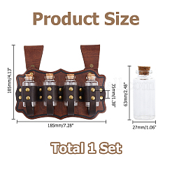 PU Leather Bag with 4Pcs Cork Glass Bottles&nbsp;FIND-WH0366-420A