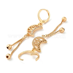 Rhinestone Moon with Love Leverback Earrings&nbsp;EJEW-K256-12KCG