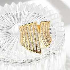 Brass Micro Pave Cubic Zirconia Cuff Rings&nbsp;RJEW-C130-01G