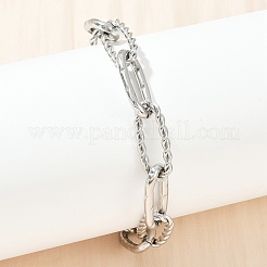 304 Stainless Steel Paperclip Chain Bracelets for Women Men&nbsp;BJEW-Z143-24P