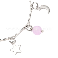3Pcs Stainless Steel and Natural & Dyed Malaysia Jade Charm Bracelets&nbsp;BJEW-JB12418