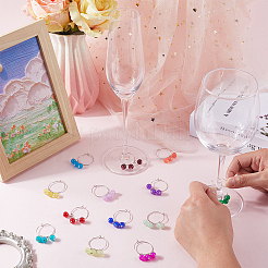 24Pcs 24 Colors Round Glass Wine Glass Charms&nbsp;AJEW-SC00052