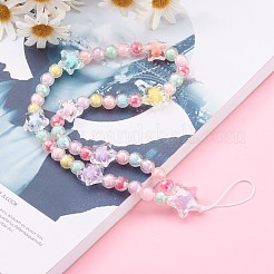 Transparent Acrylic Beaded Mobile Straps&nbsp;HJEW-JM00420