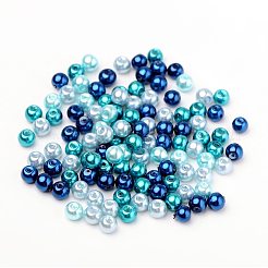 6mm Mixed Blue Color Pearlized Glass Pearl Beads for Jewelry Making&nbsp;HY-PH0006-6mm-03