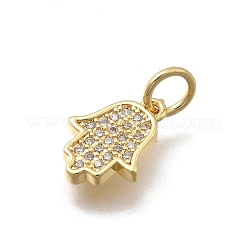 Brass Micro Pave Cubic Zirconia Pendants&nbsp;KK-D431-073A-G