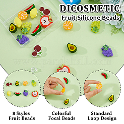 16Pcs 8 Styles Food Grade Eco-Friendly Silicone Focal Beads&nbsp;SIL-DC0001-55