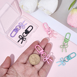 6Pcs Spray Plating Alloy Bowknot Pendant Decorations&nbsp;HJEW-BM00031