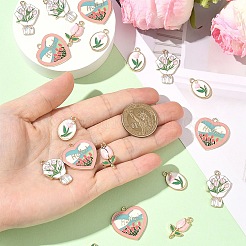 20Pcs 4 Styles Alloy Enamel Pendants&nbsp;ENAM-YW0008-27