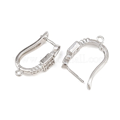 Brass Micro Pave Clear Cubic Zirconia Hoop Earring Findings&nbsp;KK-K340-35P