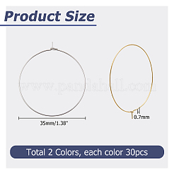 120Pcs 2 Colors 316 Surgical Stainless Steel Hoop Earring Findings&nbsp;STAS-HS0001-25