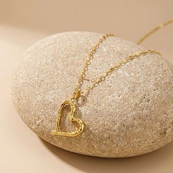 Valentine's Day 304 Stainless Steel Heart Pendant Necklaces for Women&nbsp;NJEW-Z117-03G