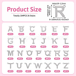 104Pcs 26 Styles Stainless Steel Letter Connector Charms&nbsp;FIND-TA0008-42
