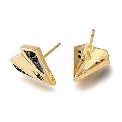 Rack Plating Brass Micro Pave Cubic Zirconia Stud Earring&nbsp;EJEW-C101-03G
