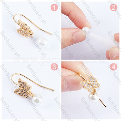 8Pcs 4 Style Brass Micro Pave Cubic Zirconia Earring Hooks&nbsp;KK-BBC0004-31