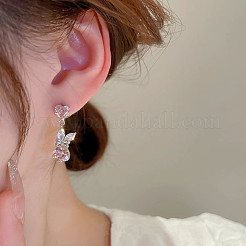 Rabbit Brass Cubic Zirconia Dangle Stud Earrings&nbsp;FS-WGAF8F6-01