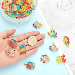 36Pcs 9 Styles Ocean Theme Transparent Resin Pendants&nbsp;RESI-CA0001-46