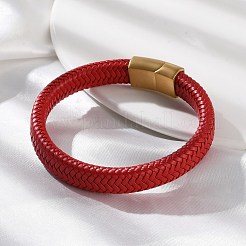 Ion Plating(IP) Braided Microfiber Leather Cord Bracelets for Men&nbsp;BJEW-Z081-06G