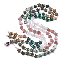 6 Styles Opalite & Synthetic Malachite & Natural Picture Jasper & Rhodonite & Green Spot Jasper & Dragon Blood Jasper Beads Strands&nbsp;G-D095-A03