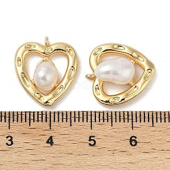 Brass Pave Natural Freshwater Pearl Pendants&nbsp;KK-U045-18G