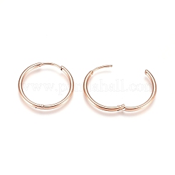 304 Stainless Steel Huggie Hoop Earrings&nbsp;EJEW-G272-02-20mm-RG