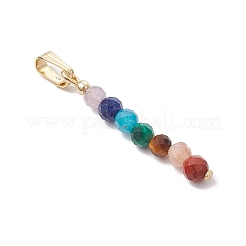 Chakra Natural Amethyst & Tiger Eye & Red Jasper & Lapis Lazuli & Apatite & Malachite & Sunstone Faceted Round Beaded Pendants&nbsp;PALLOY-JF03559-01
