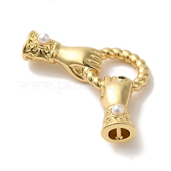Rack Plating Brass Pave Black Cubic Zirconia Hands with Rings Links Connector Charms&nbsp;KK-A229-13G