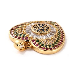 Brass Micro Pave Cubic Zirconia Pendants&nbsp;ZIRC-P092-037G-RS