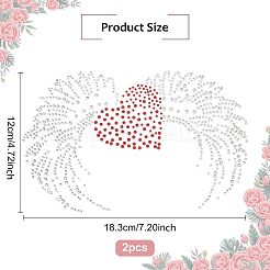 Heart with Wing Glitter Hotfix Rhinestone&nbsp;DIY-WH0301-41