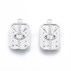 Brass Micro Pave Cubic Zirconia Pendant Cabochon Settings&nbsp;KK-F841-02P