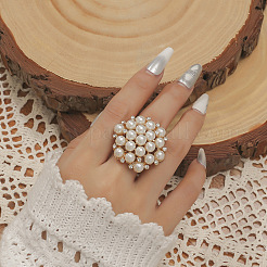 Round Plastic Imitation Pearl Finger Rings&nbsp;XJ9794
