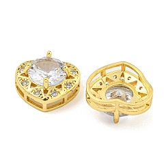 Rack Plating Brass Micro Pave Clear Cubic Zirconia Pendants&nbsp;KK-Z053-16G
