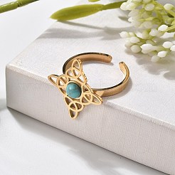 Synthetic Turquoise Finger Rings&nbsp;RJEW-I110-02G-01