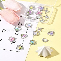 20Pcs 8 Styles Platinum Alloy Glass Pendants&nbsp;FIND-FS0003-78