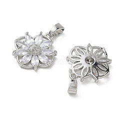 Brass Micro Pave Clear Cubic Zirconia Pendants&nbsp;KK-A299-15P