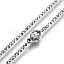 Non-Tarnish 304 Stainless Steel Box Chain Necklaces&nbsp;NJEW-O110-05B-P