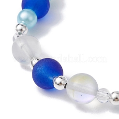 5Pcs 5 Color Glass & ABS Plastic Imitation Pearl Beaded Stretch Bracelets Set&nbsp;BJEW-JB09747-S