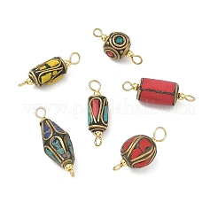 Handmade Brass Dyed Synthetic Coral and Turquoise Connector Charm&nbsp;PALLOY-JF05618