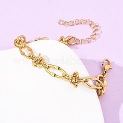 304 Stainless Steel Knot Link Chain Bracelets&nbsp;BJEW-F536-06G