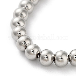 Adjustable Brass Round Beaded Slider Bracelets&nbsp;BJEW-D039-31B-P