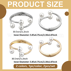 2Pcs 2 Colors Alloy Cuff Bangles&nbsp;BJEW-GO0001-06