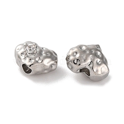 Brass Micro Pave Clear Cubic Zirconia Beads&nbsp;KK-U042-05G-1